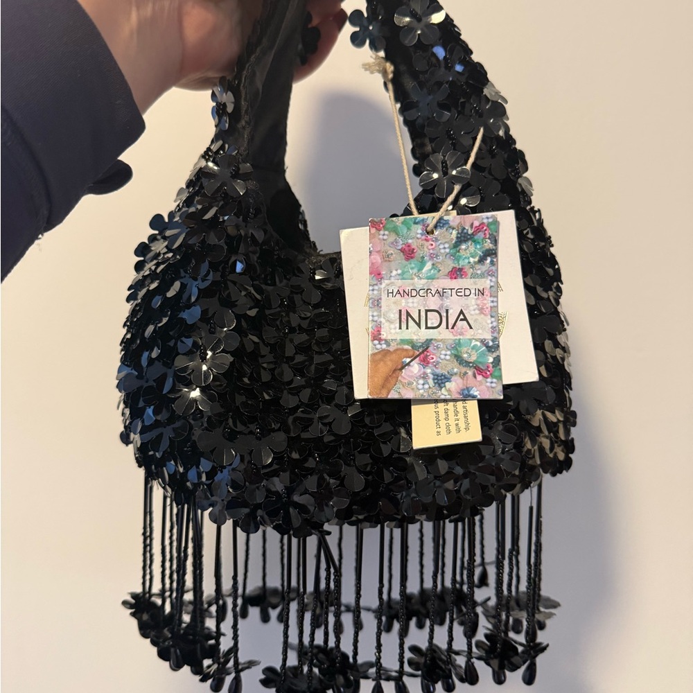 Handcrafted Black Sequin Bag